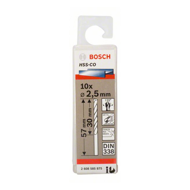 Bosch 2.50 x 57 mm HSS Twist Drill Bit Cobalt, 2 608 585 875