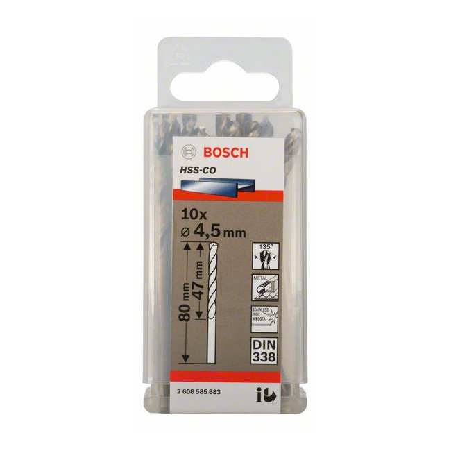 Bosch 4.50 x 80 mm HSS Twist Drill Bit Cobalt, 2 608 585 883