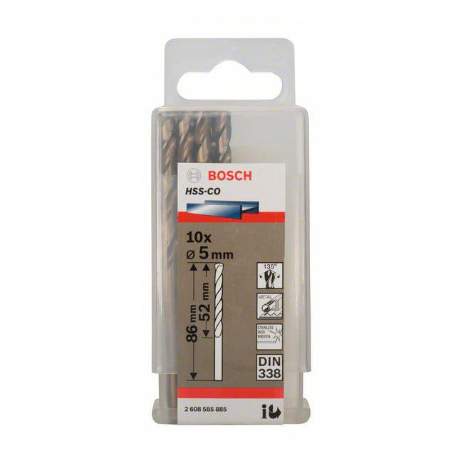 Bosch 5.00 x 80 mm HSS Twist Drill Bit Cobalt, 2 608 585 885 — view 2