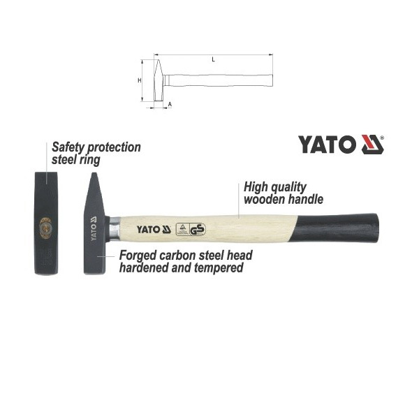 Yato 400 Gms Machinist Hammer With Handle, YT-4504