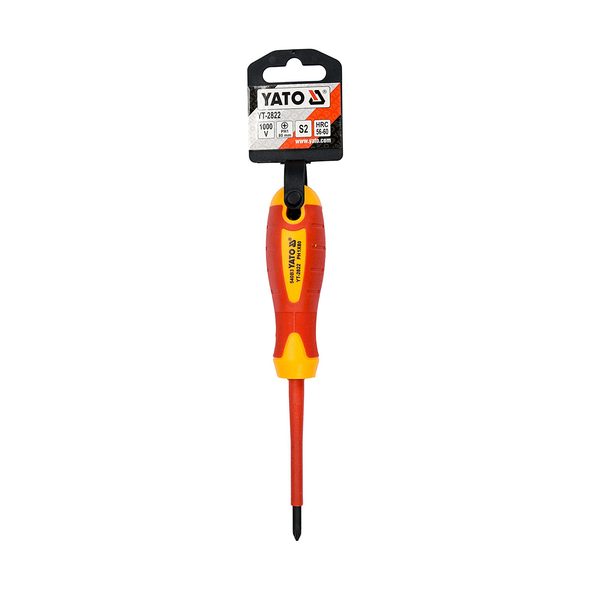 Yato PH1 x 80 mm Blade Length Insulated Phillips Screwdriver (VDE), YT-2822