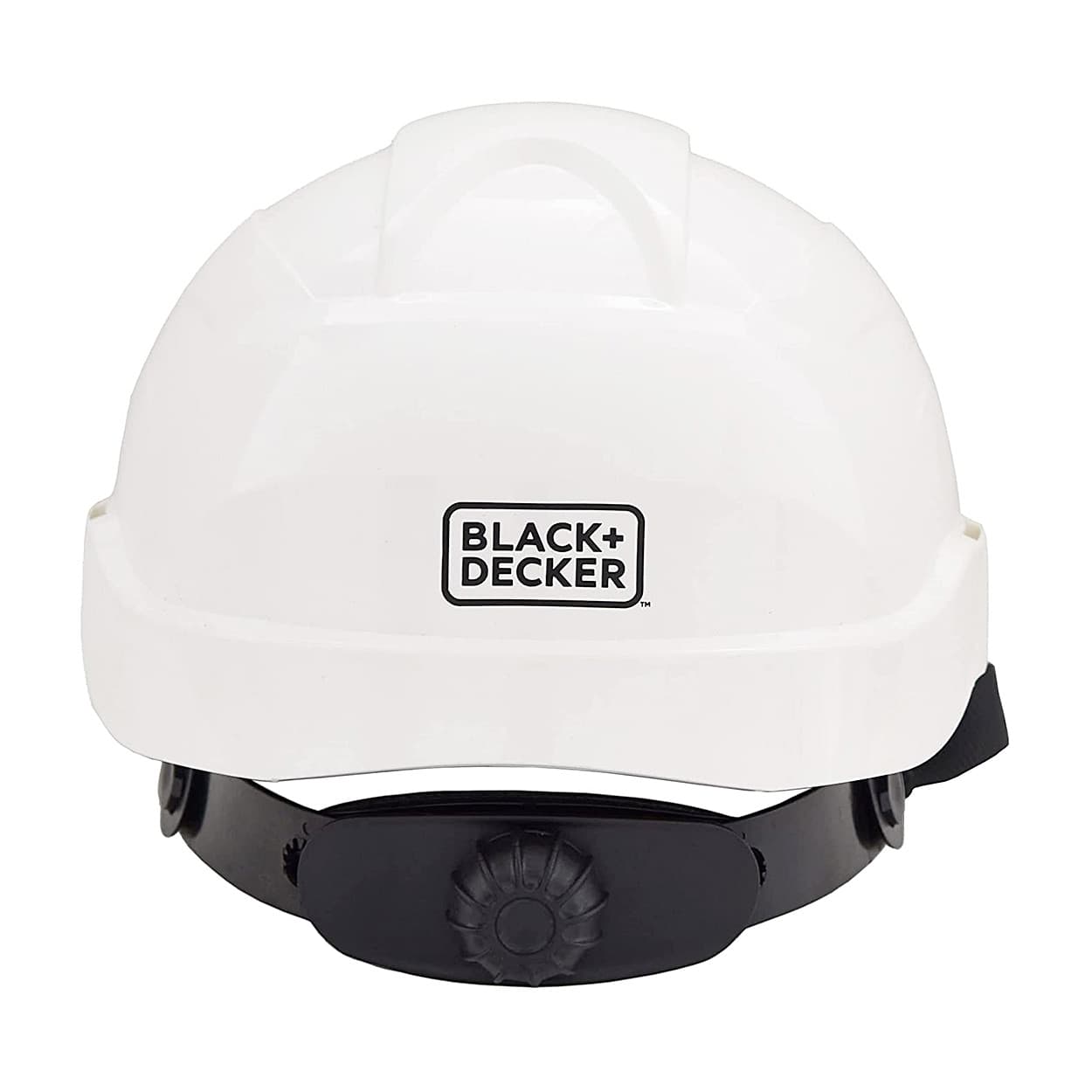 Black+Decker ABS Industrial Safety Helmet With Plastic Suspension & Ratchet Type Adjustment With Ventilation Holes & Black Chin Strap (White), BXHP0222IN — view 2