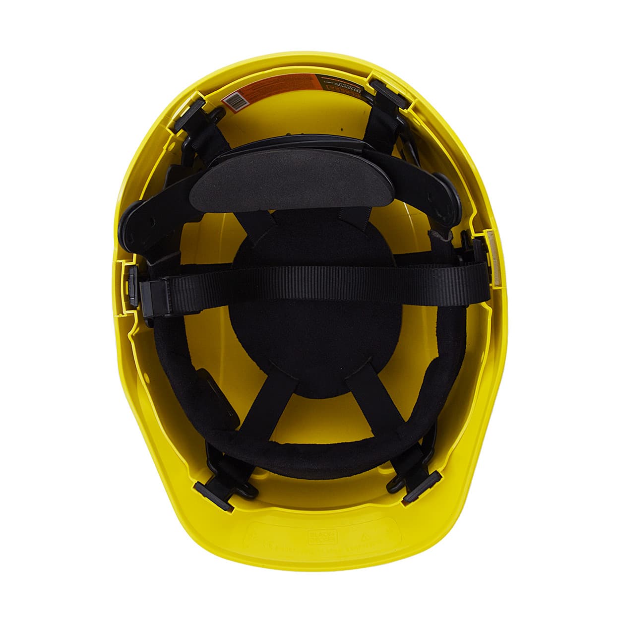 Black+Decker ABS Industrial Safety Helmet With Plastic Suspension & Ratchet Type Adjustment Without Ventilation Holes (Yellow), BXHP0223IN — view 3