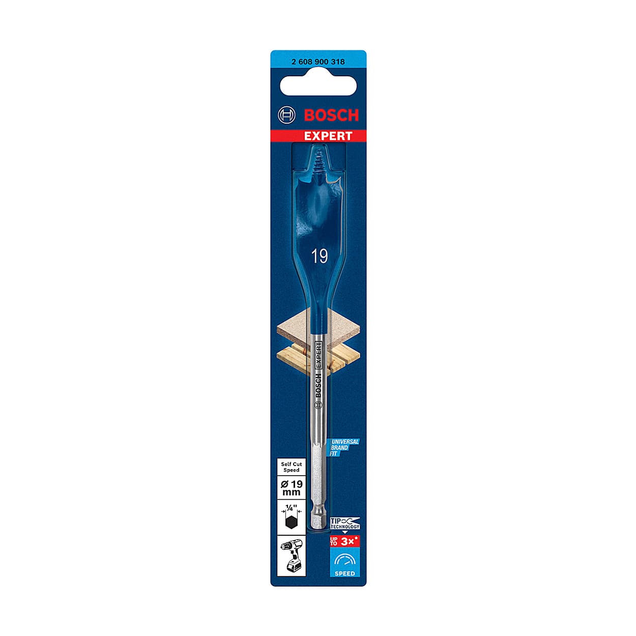 Bosch 19 mm Expert Self Cut Speed Spade Drill Bit, 2 608 900 318 — view 2
