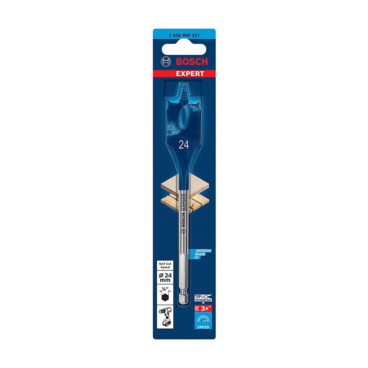 Bosch 24 mm Expert Self Cut Speed Spade Drill Bit, 2 608 900 321