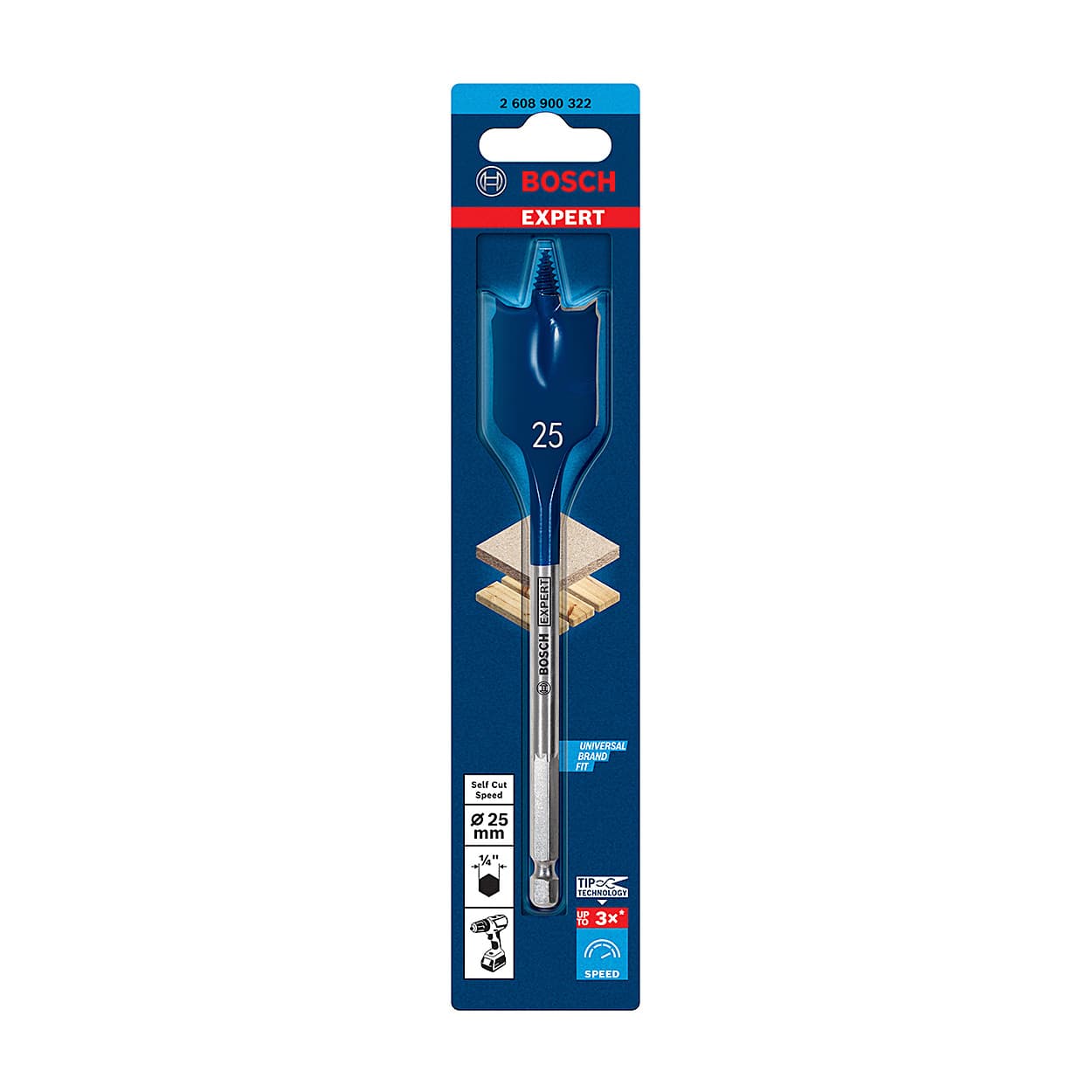 Bosch 25 mm Expert Self Cut Speed Spade Drill Bit, 2 608 900 322 — view 2
