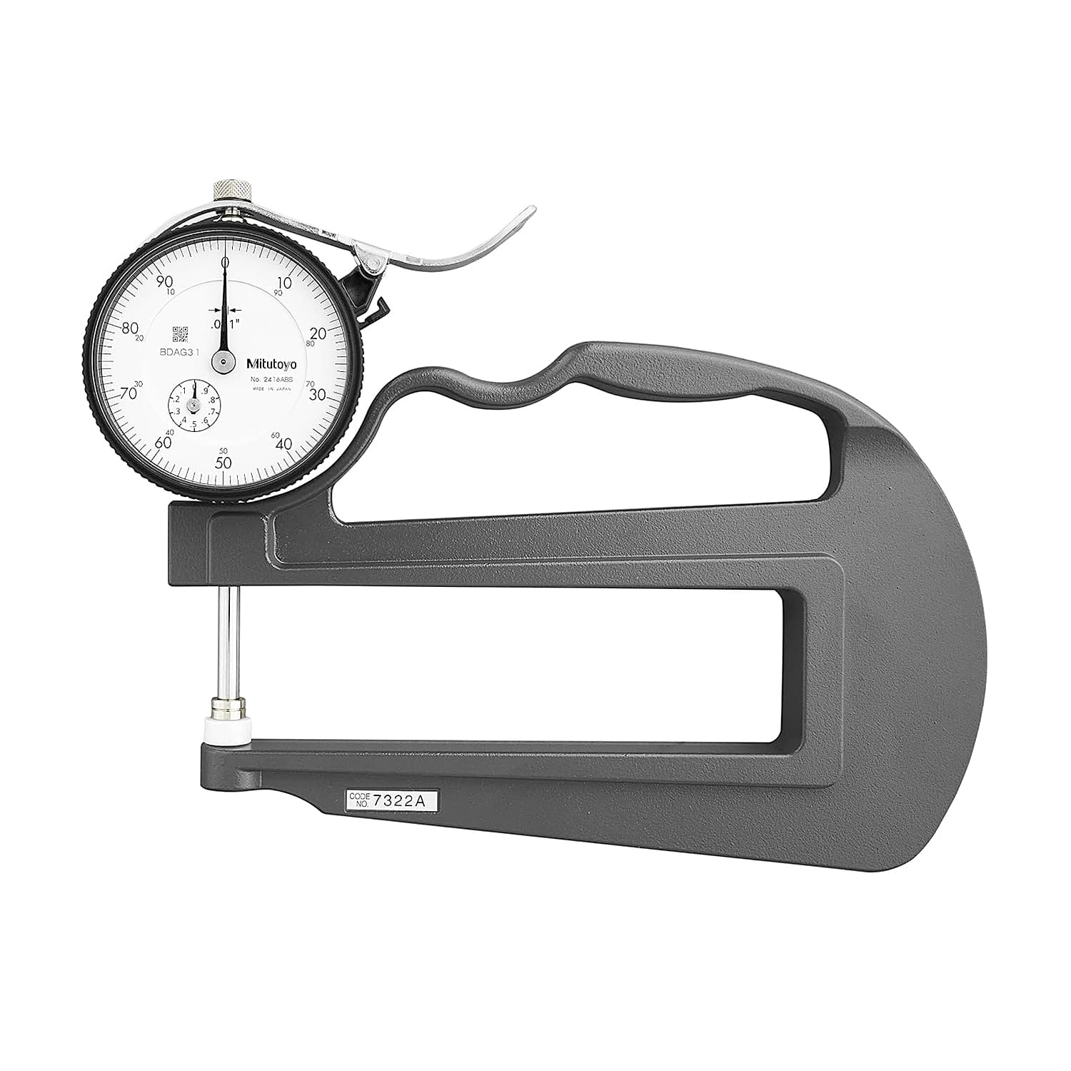 Mitutoyo 0 - 1 inch Dial Indicator Deep Throat Type Thickness Gauge (Ceramic Contact Elements), 7322A — view 1