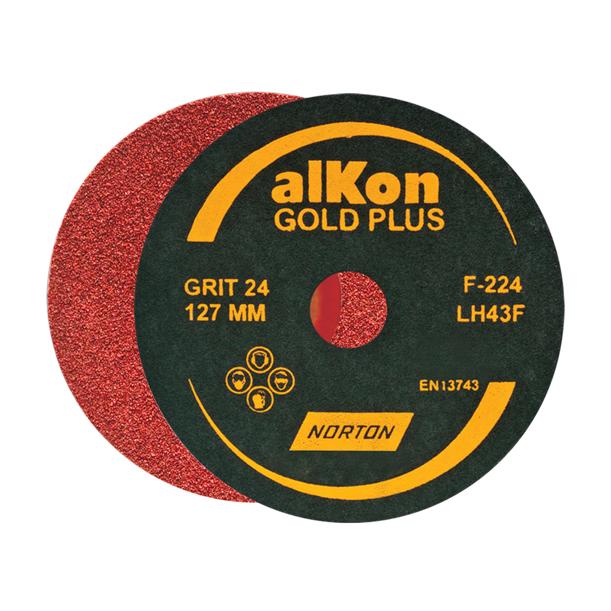 Norton Alkon 102 mm x 16 mm / 36 Grit Gold Plus Fibre Discs (Pack of 10 Pcs), C32H