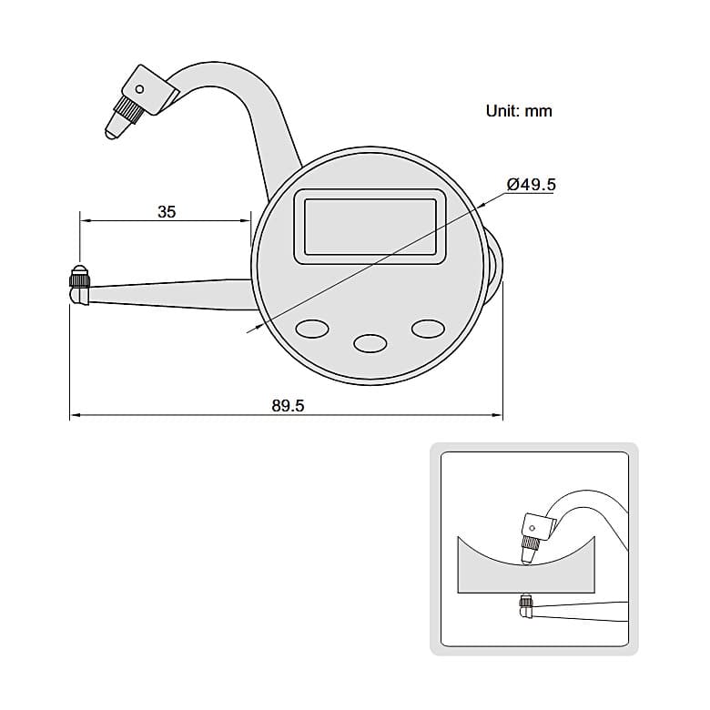 Insize 0 - 25 mm / 0 - 1 inch Digital Thickness Gage, 2710-25 — view 2