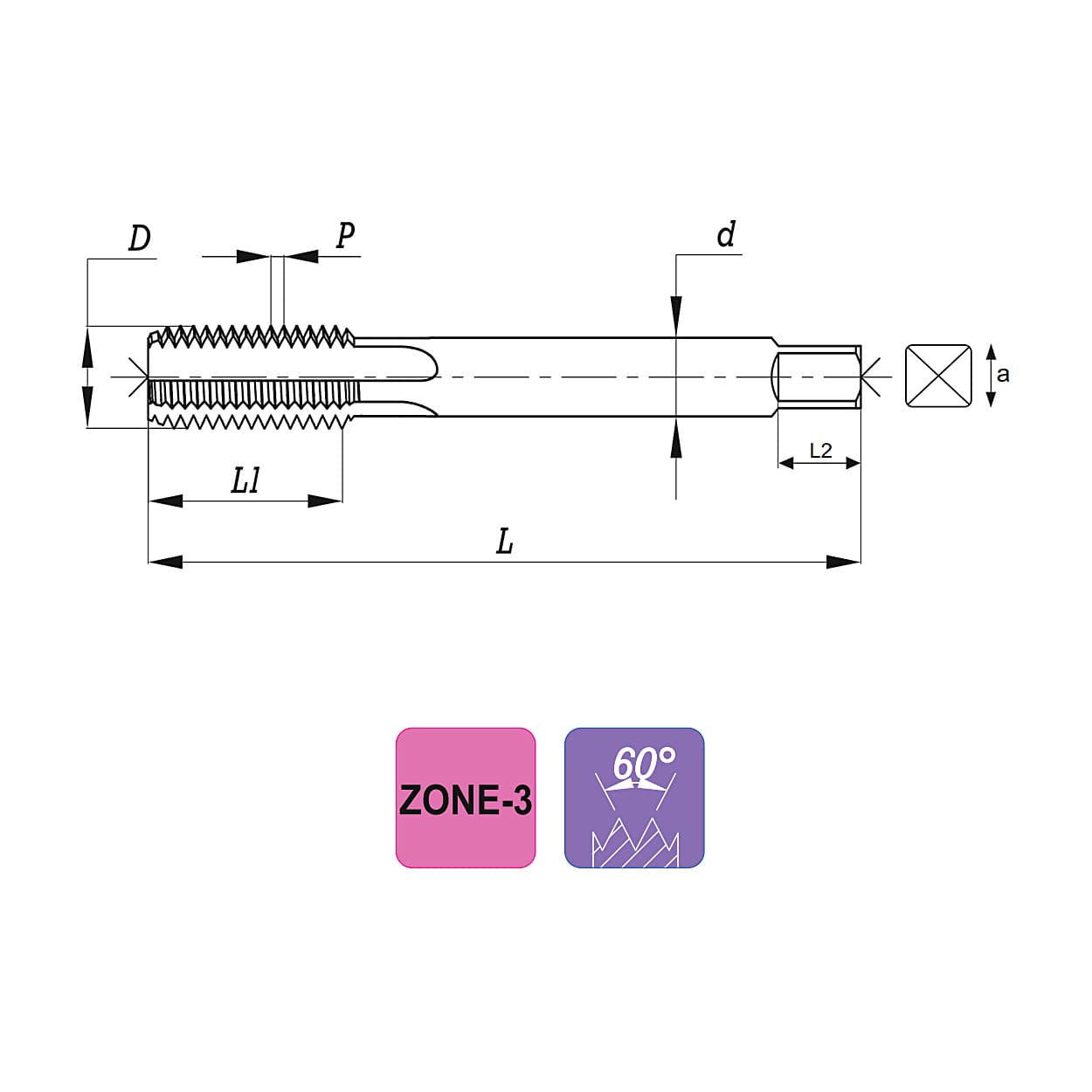 JK 1/4 Inch UNF HSS Thread Hand Tap (Set of 3 Pcs), 9110037 — view 4