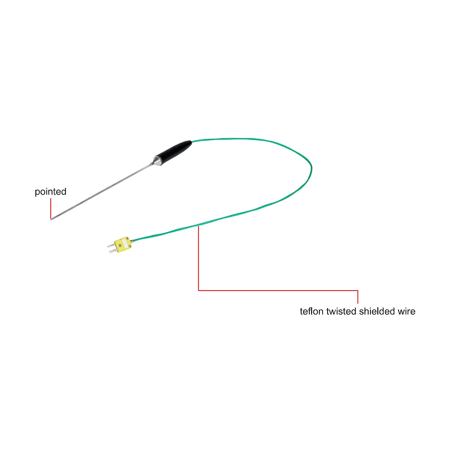 Insize -40°C ~ 600°C K-type Handheld Teflon Twisted Shielded wire Armored Thermocouple (Pointed Sensor), 0709-HAK03 — view 2