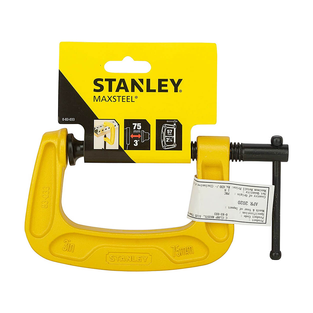 Stanley 75 mm / 3 Inch MaxSteel G-Clamp, 0-83-033 — view 3