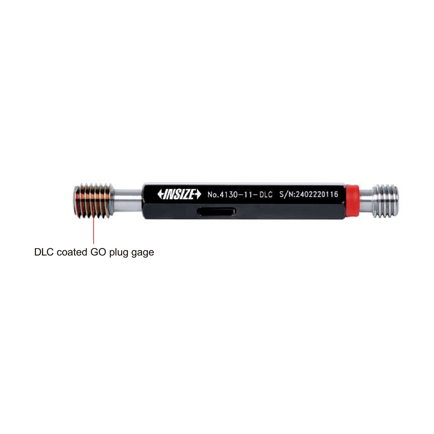 Insize 2.5 mm DLC Coated Metric Thread Plug Gauge (Go & NoGo), 4130-2D5-DLC
