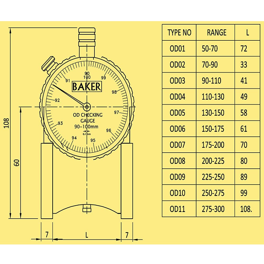 Baker 110 - 130 mm Outer Diameter Checking Gauge, OD04 — view 2