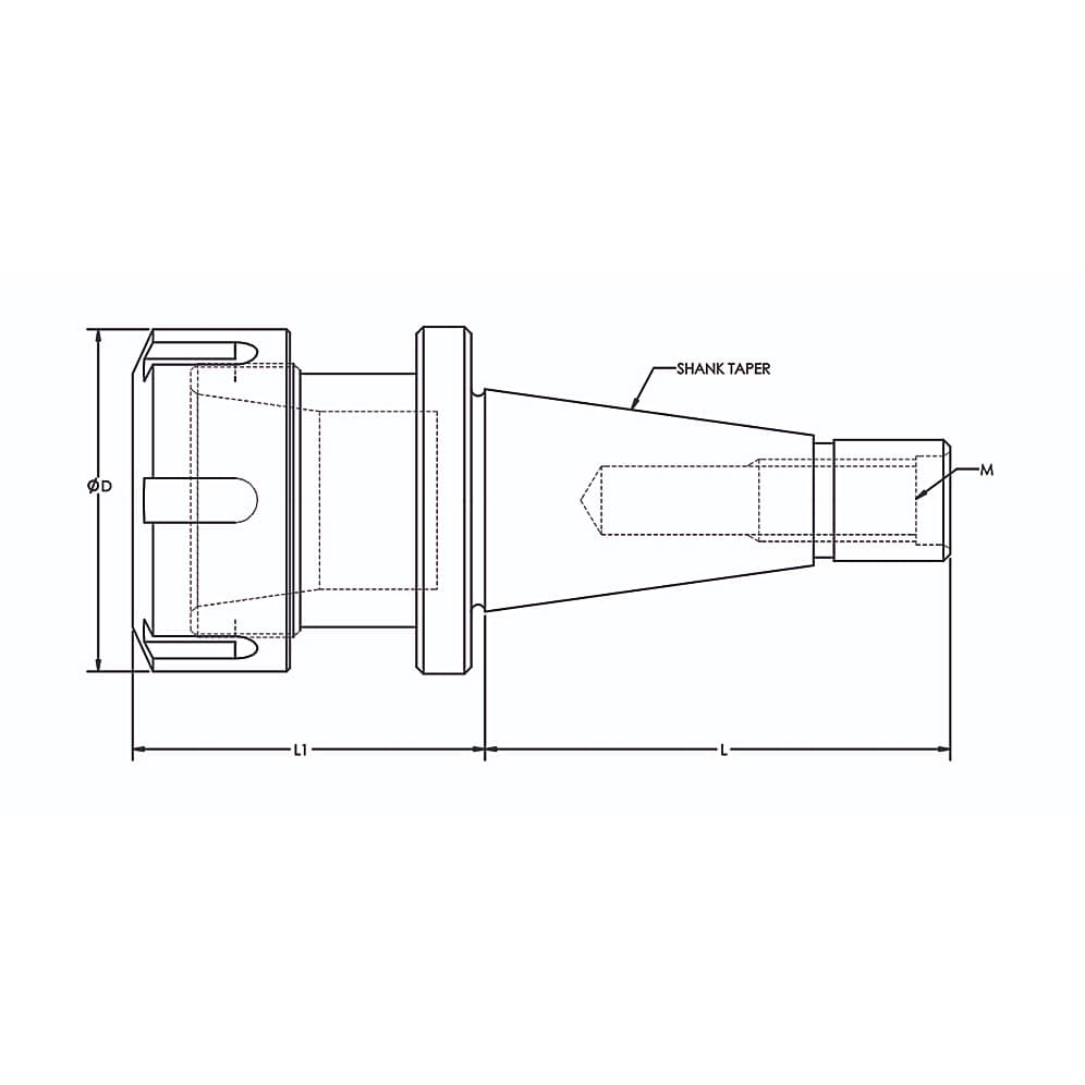Tooltech ISO-50 / 74 mm Dia. ISO Taper Collet Adapter (E Type), ISO-50E-45