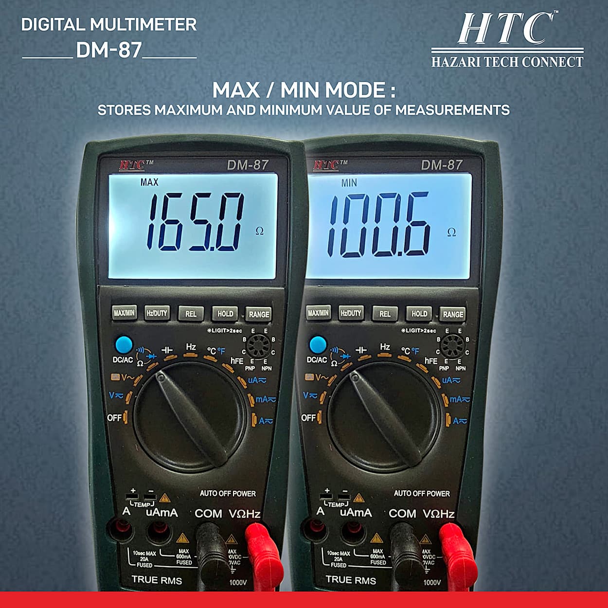 HTC 3-6/7 Digit / 5999 Count True RMS Digital Multimeter With Backlight & VSD, DM-87 — view 4