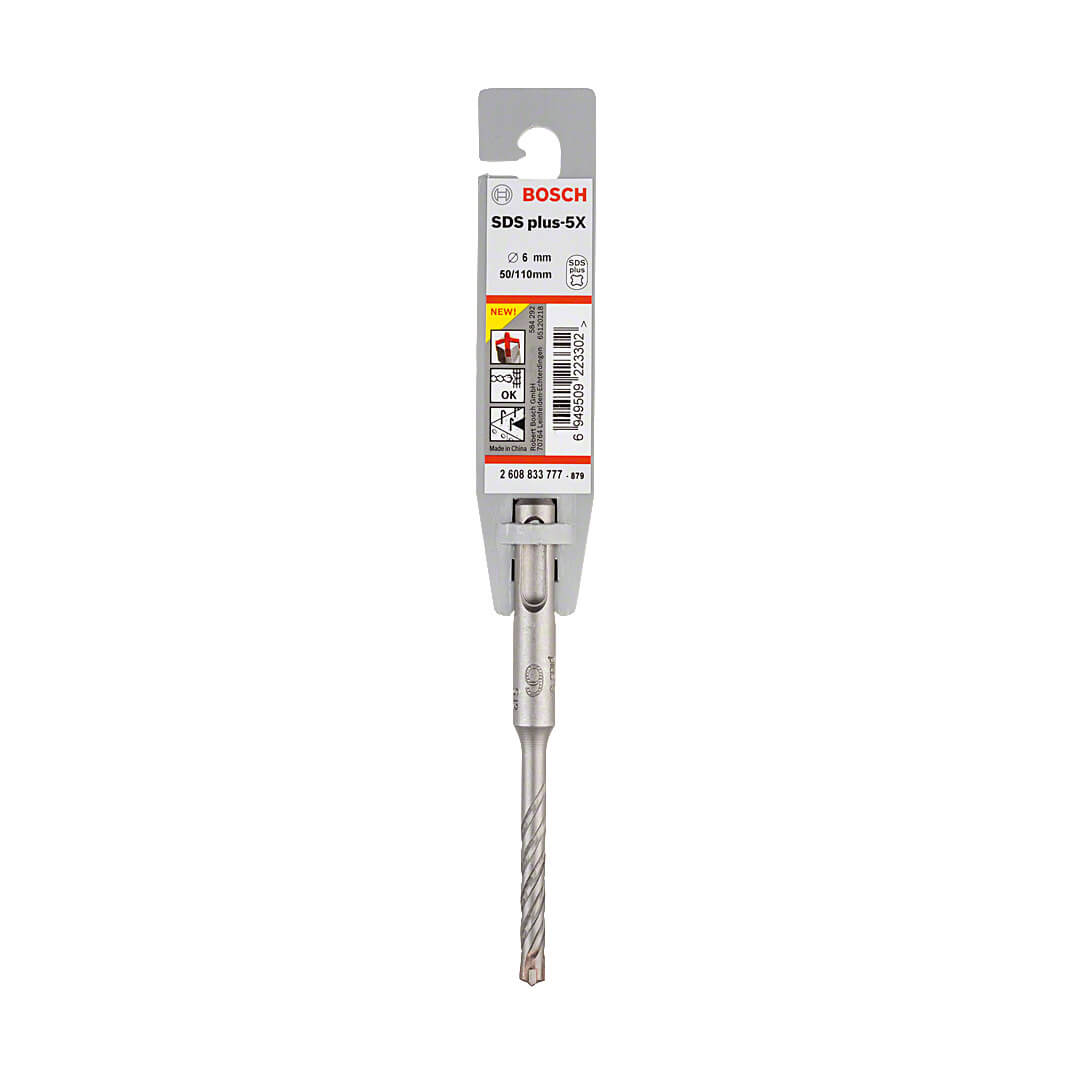 Bosch 6.00 x 50 x 110 mm SDS Plus-5X Hammer Drill Bits, 2 608 833 777