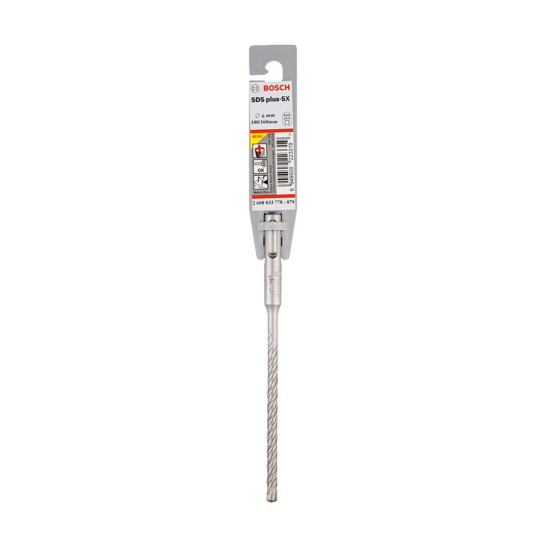Bosch 6.00 x 100 x 160 mm SDS Plus-5X Hammer Drill Bits, 2 608 833 778