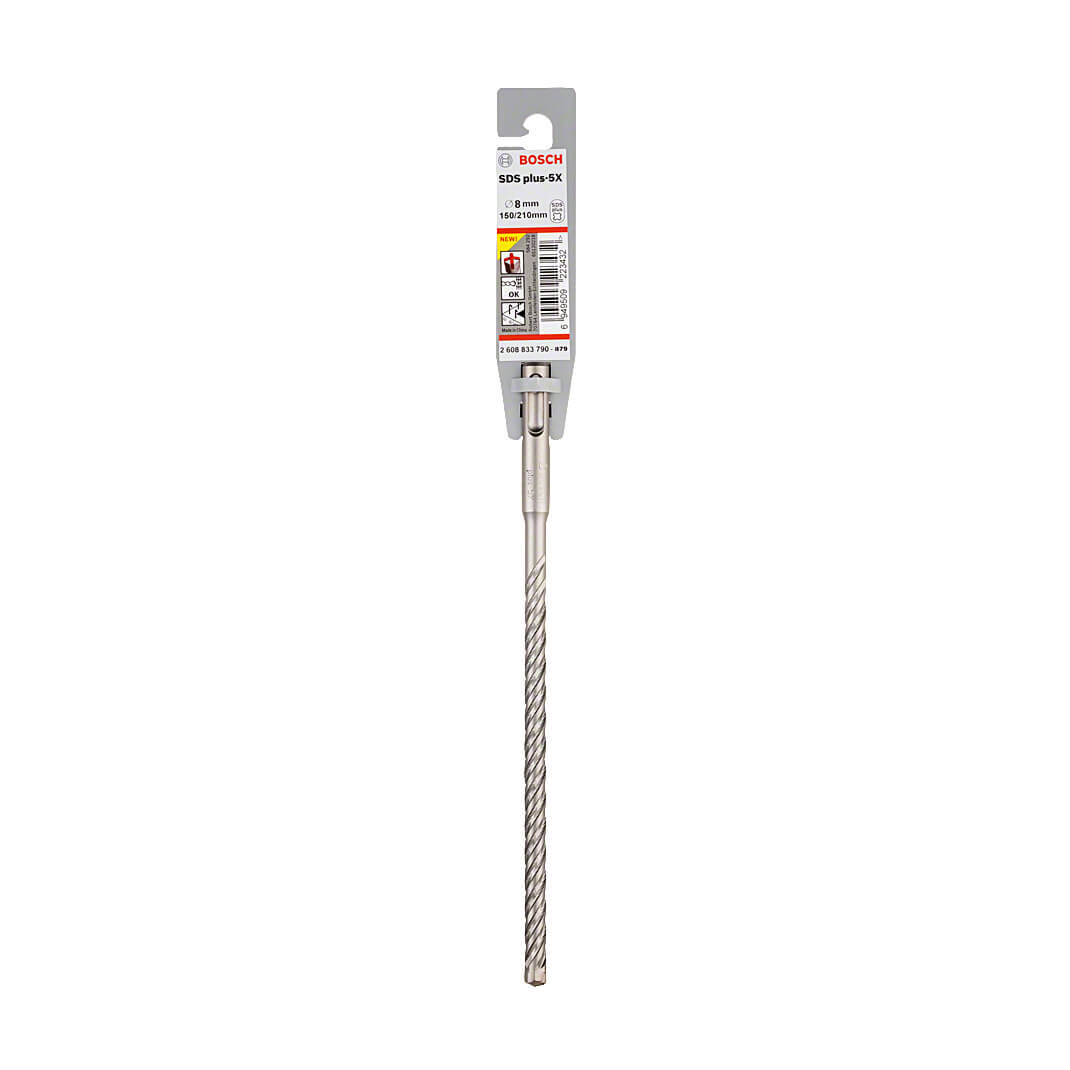 Bosch 8.00 x 150 x 210 mm SDS Plus-5X Hammer Drill Bits, 2 608 833 790