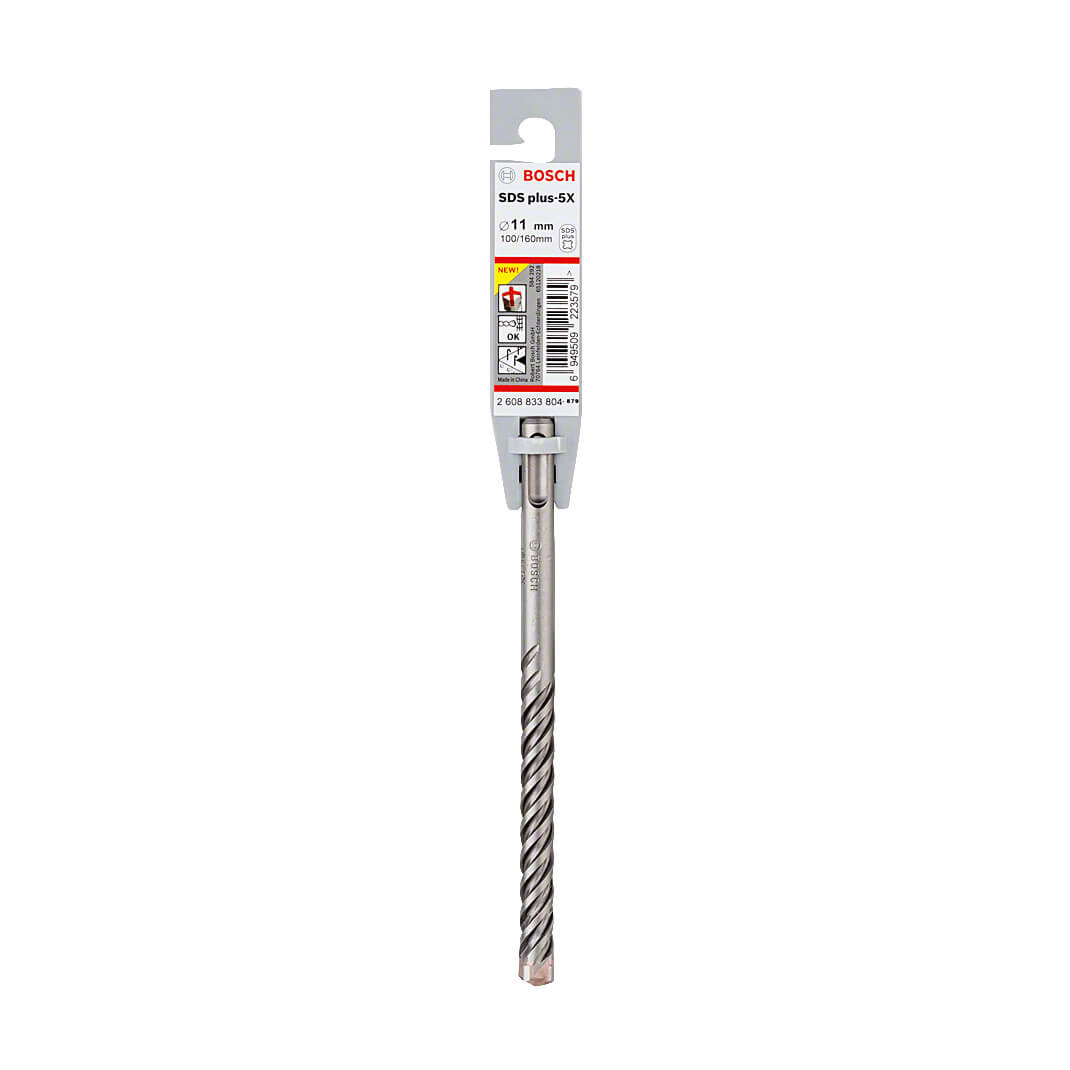 Bosch 11 x 100 x 160 mm SDS Plus-5X Hammer Drill Bits, 2 608 833 804