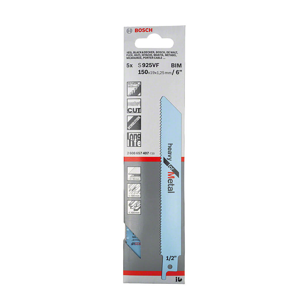 Bosch 150 mm Reciprocating Saw Blades Heavy For Metal (S 925 VF), 2 608 657 407 — view 2
