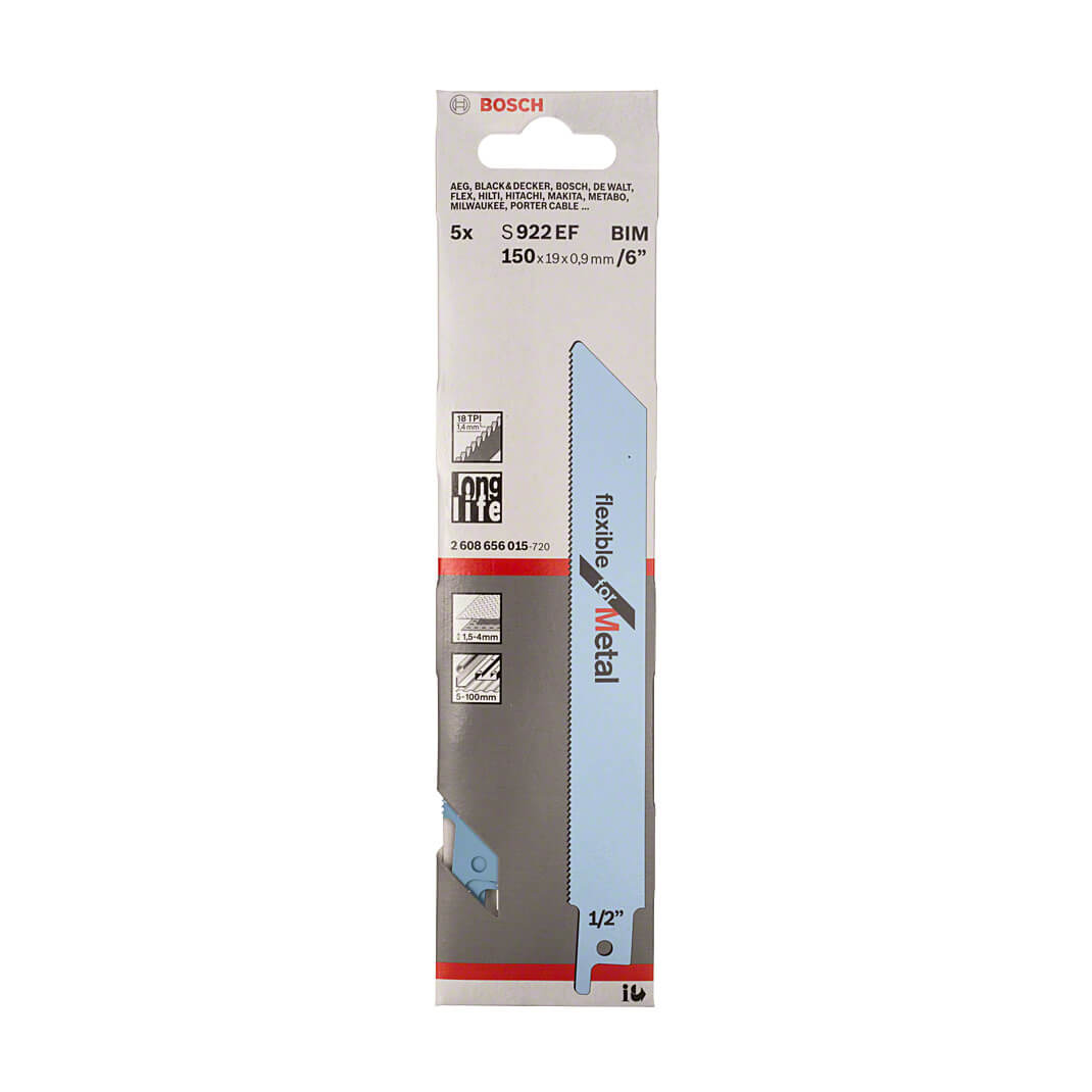 Bosch 150 mm Reciprocating Saw Blades Flexible For Metal (S 922 EF), 2 608 656 015 — view 2