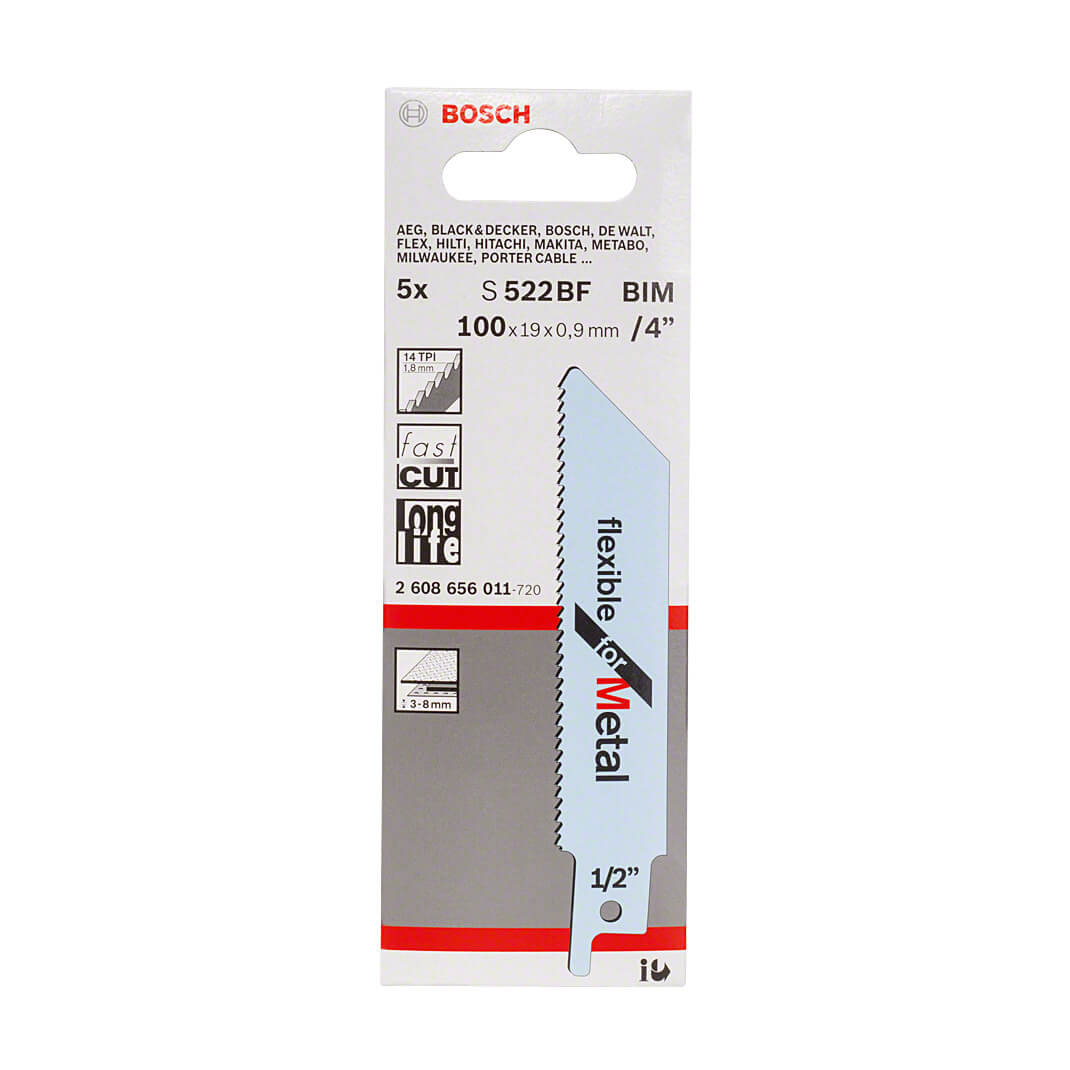 Bosch 100 mm Reciprocating Saw Blades Flexible For Metal (S 522 BF), 2 608 656 011 — view 2