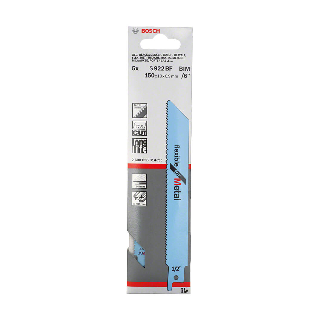 Bosch 150 mm Reciprocating Saw Blades Flexible For Metal (S 922 BF), 2 608 656 014 — view 2