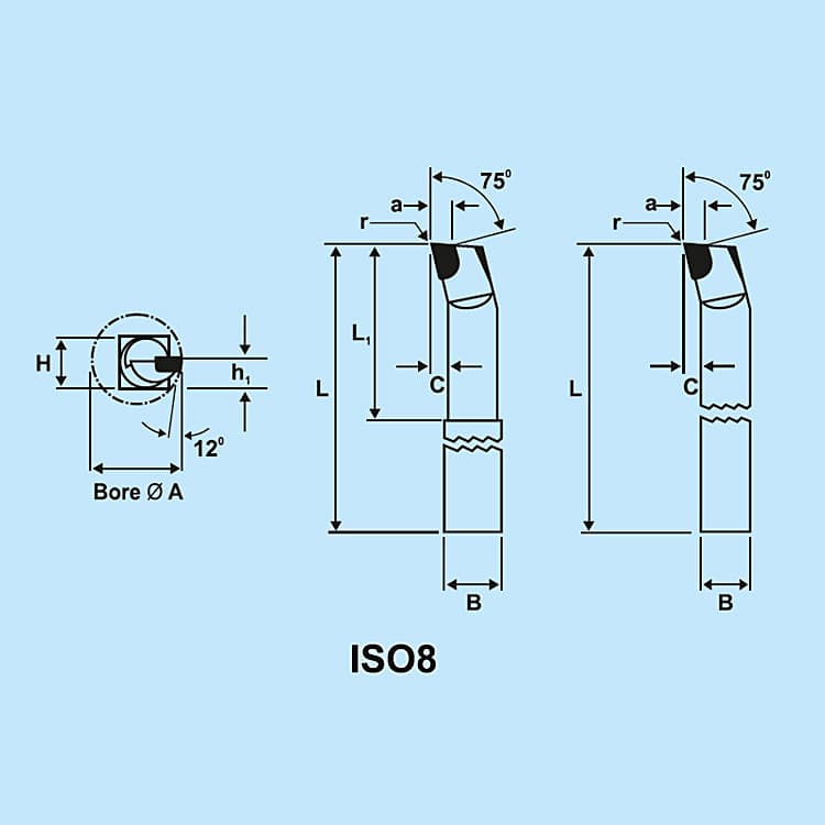 Zenstar 125 mm Length / ISO 8 (131) Boring Tool (Right Hand - Round), 131-08