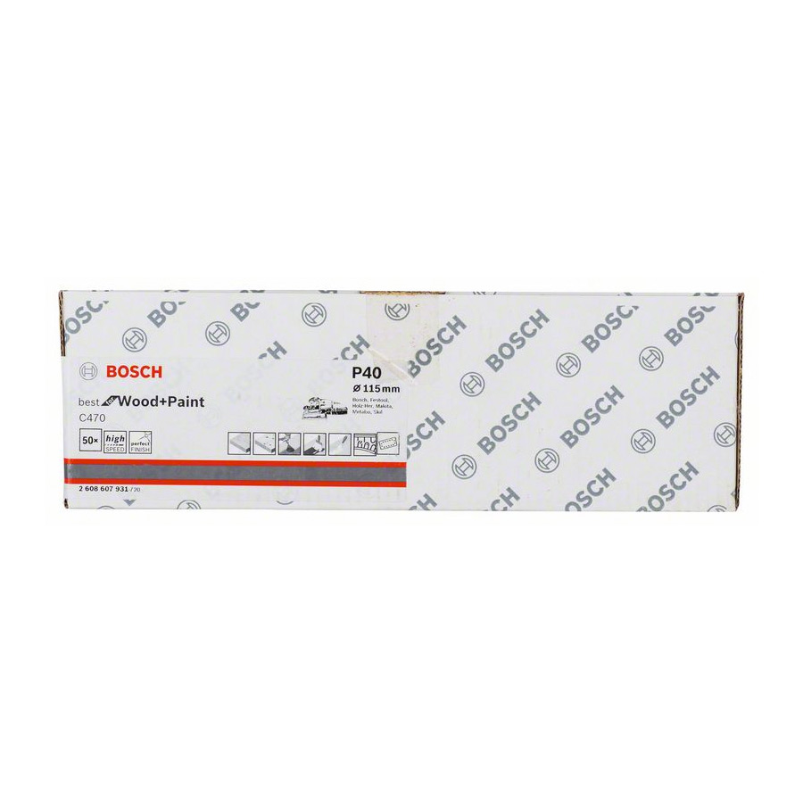 Bosch 115 mm x 230 mm / 40 Grit Sanding Sheet (Pack Of 50 Pcs), 2 608 607 931 — view 2
