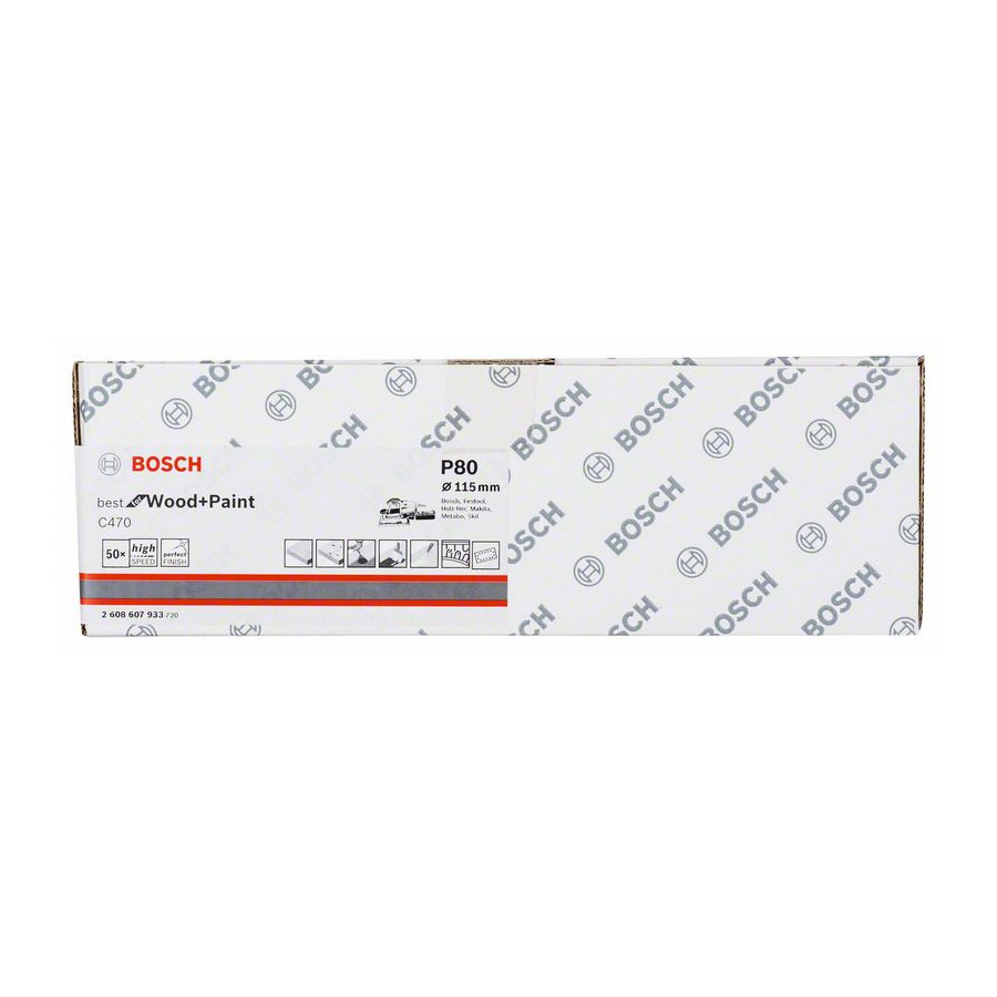Bosch 115 mm x 230 mm / 80 Grit Sanding Sheet (Pack Of 50 Pcs), 2 608 607 933