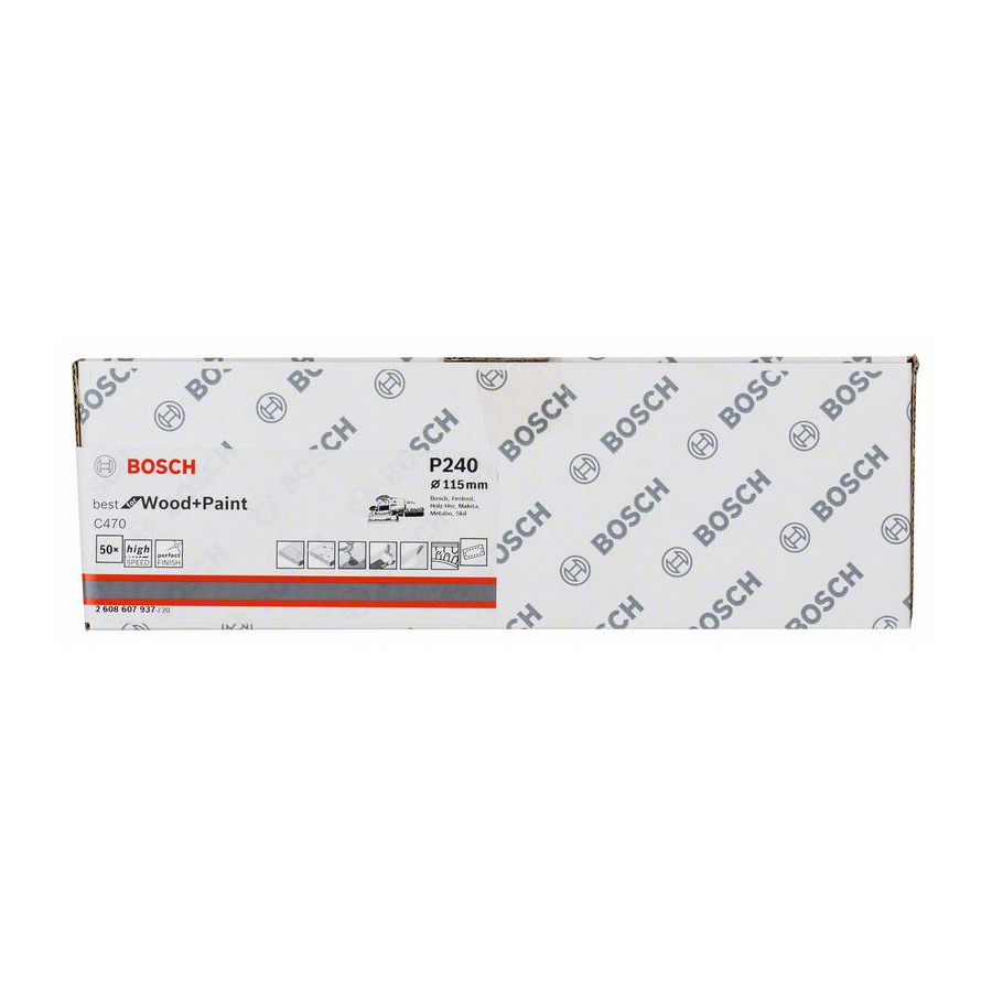 Bosch 115 mm x 230 mm / 240 Grit Sanding Sheet (Pack Of 50 Pcs), 2 608 607 937