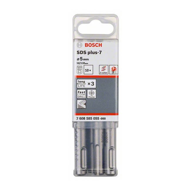 Bosch 5.00 x 110 mm SDS plus-7 Hammer Drill Bits, 2 608 585 055 — view 2