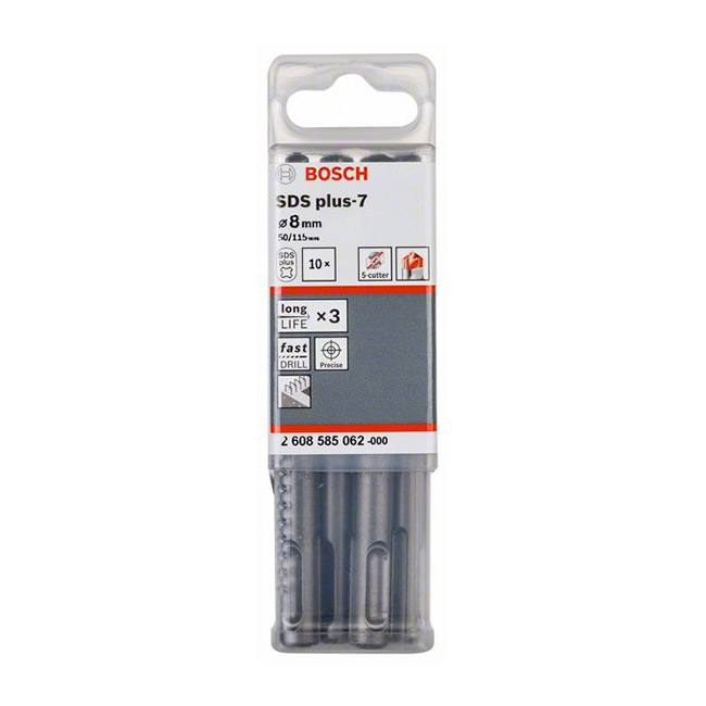 Bosch 8.00 x 115 mm SDS plus-7 Hammer Drill Bits, 2 608 585 062