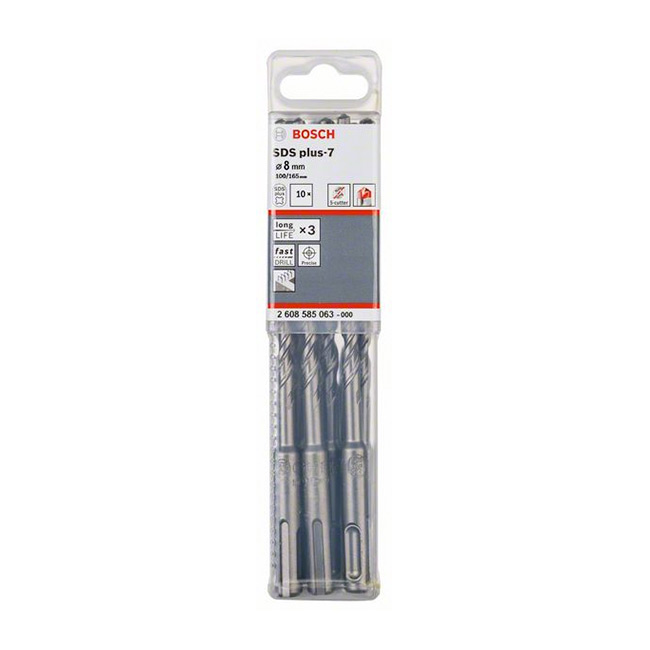 Bosch 8.00 x 165 mm SDS plus-7 Hammer Drill Bits, 2 608 585 063