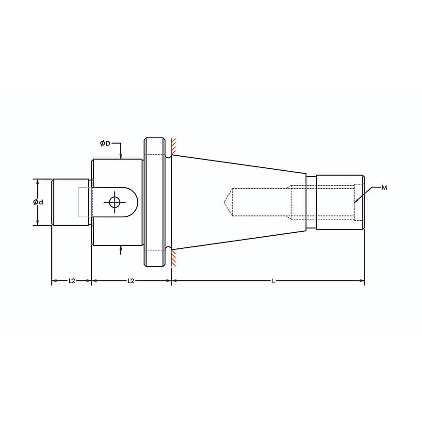 Tooltech ISO-40 / 40 mm Dia. Stub Milling Arbour (ISO Taper) — view 2
