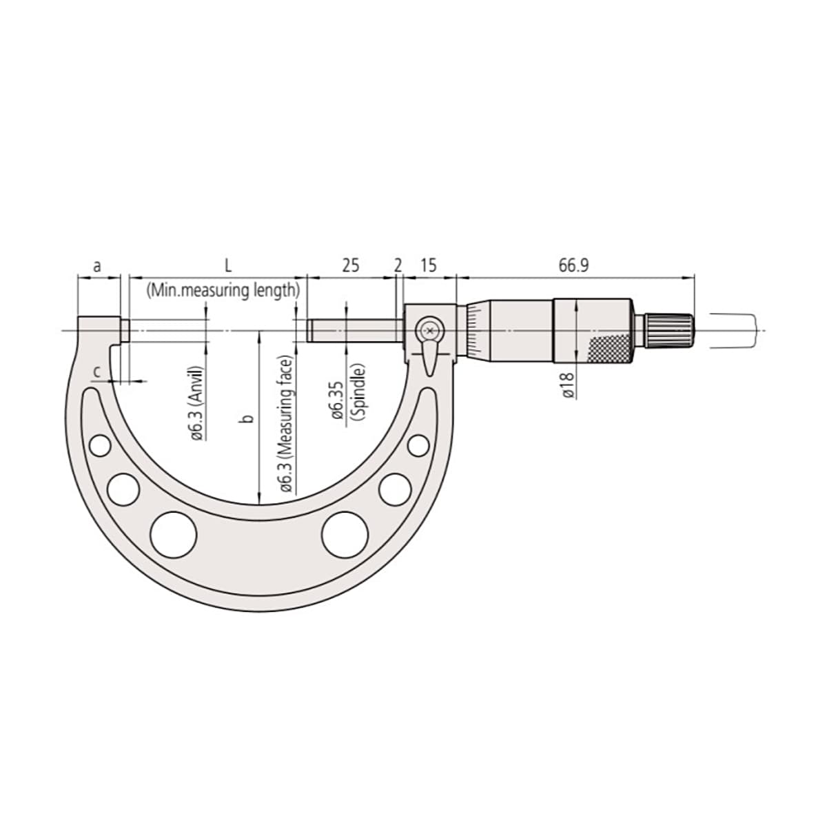 Mitutoyo 550 - 575 mm Outside Micrometer with Ratchet Stop, 103-159 — view 2