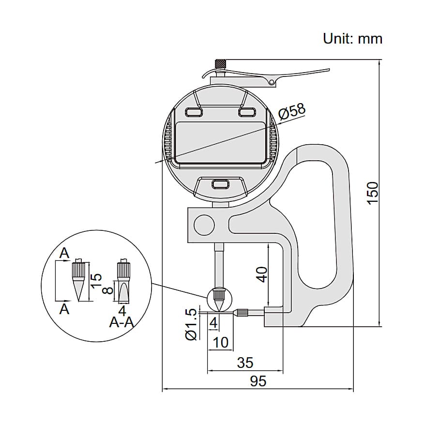 Insize 0 - 10 mm / 0 - 0.4 inch Digital Tube Thickness Gauge, 2873-10 — view 2