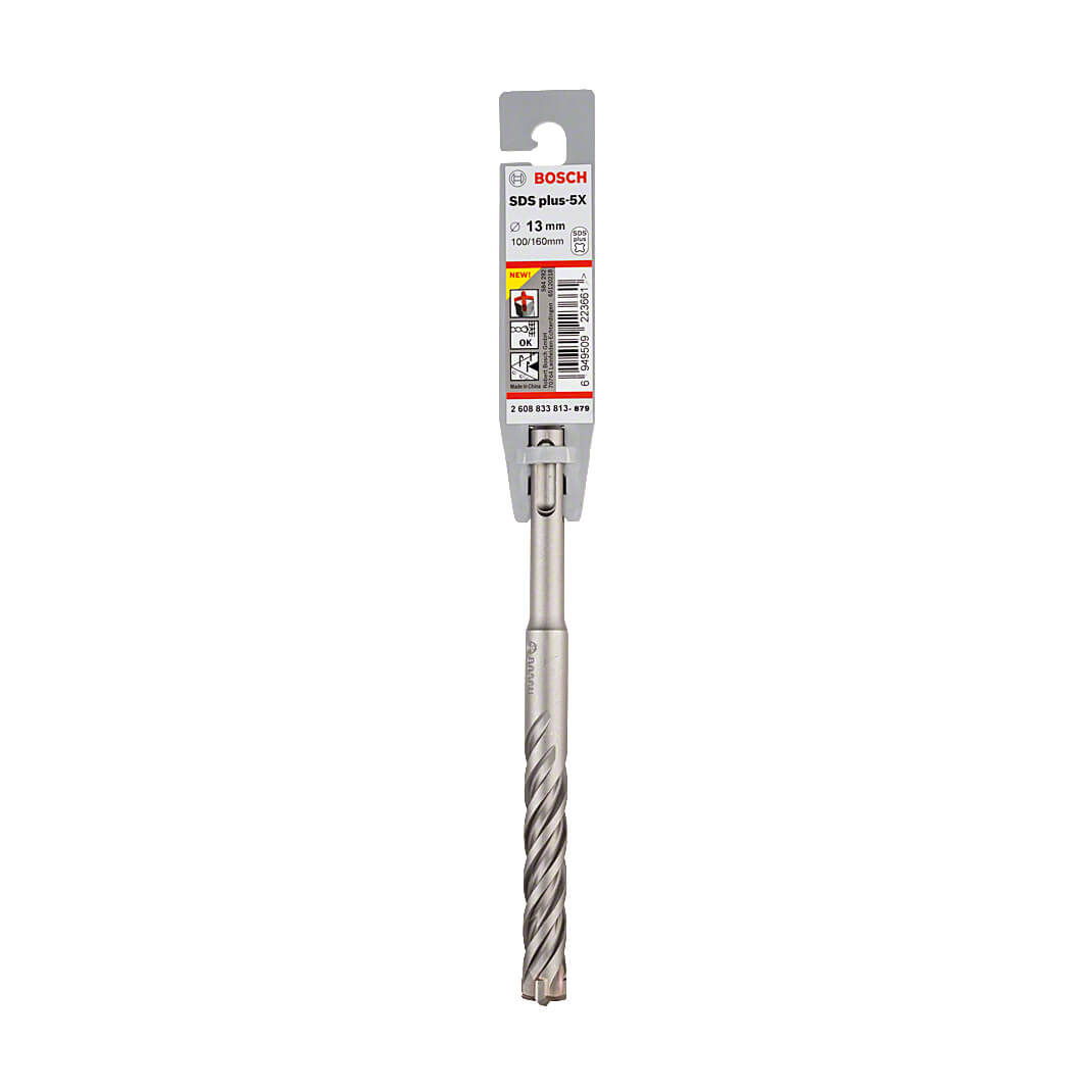 Bosch 13 x 100 x 160 mm SDS Plus-5X Hammer Drill Bits, 2 608 833 813