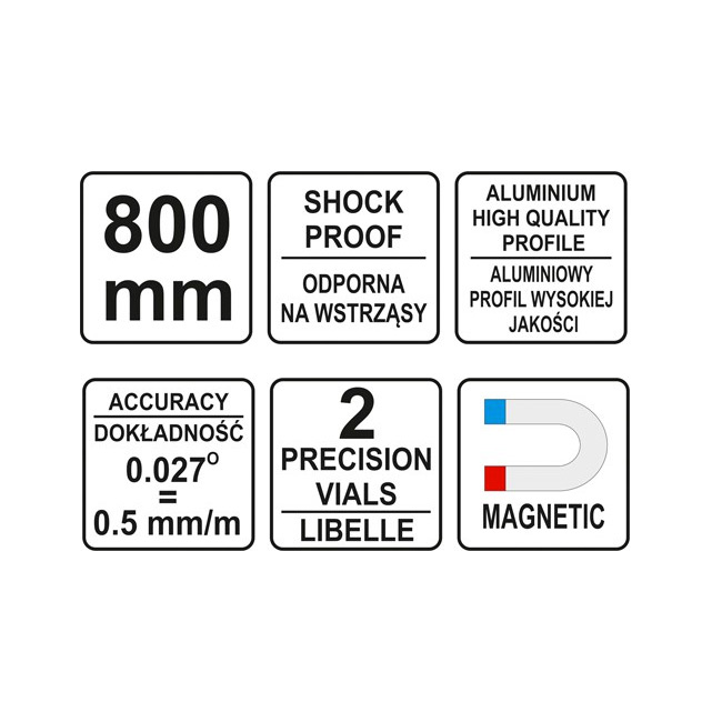 Yato 80 cm / 2 Vials Aluminium Levels With Magnetic Base, YT-30062 — view 3