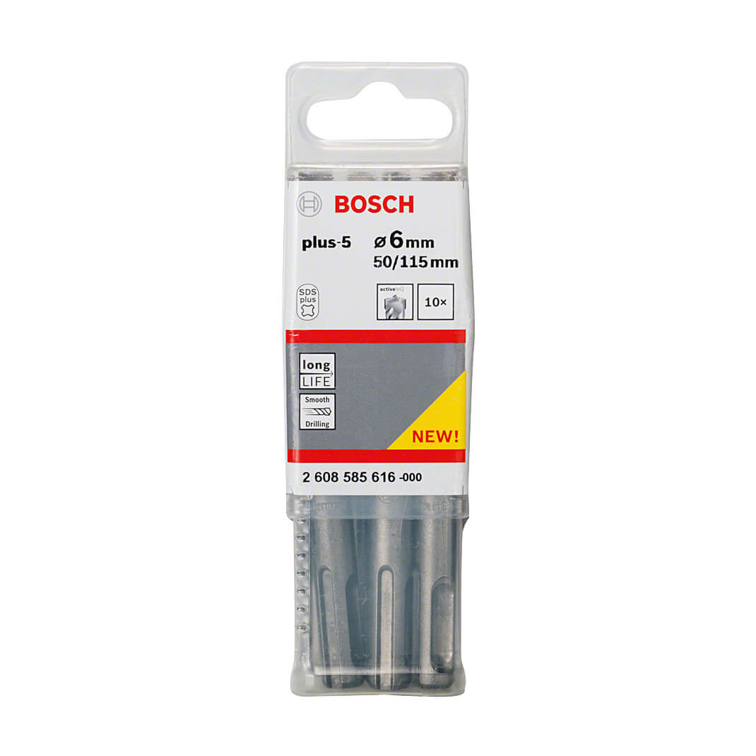 Bosch 6 x 115 mm SDS Plus-5X Hammer Drill Bits (Pack of 10 Pcs), 2 608 585 616 — view 2