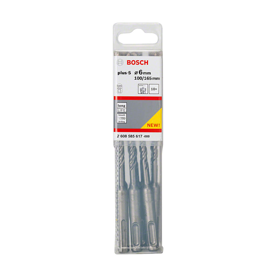 Bosch 6 x 165 mm SDS Plus-5X Hammer Drill Bits (Pack of 10 Pcs), 2 608 585 617 — view 2