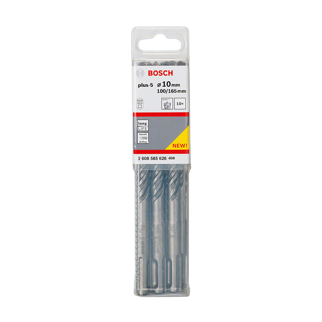 Bosch 10 x 165 mm SDS Plus-5X Hammer Drill Bits (Pack of 10 Pcs), 2 608 585 626 — view 2