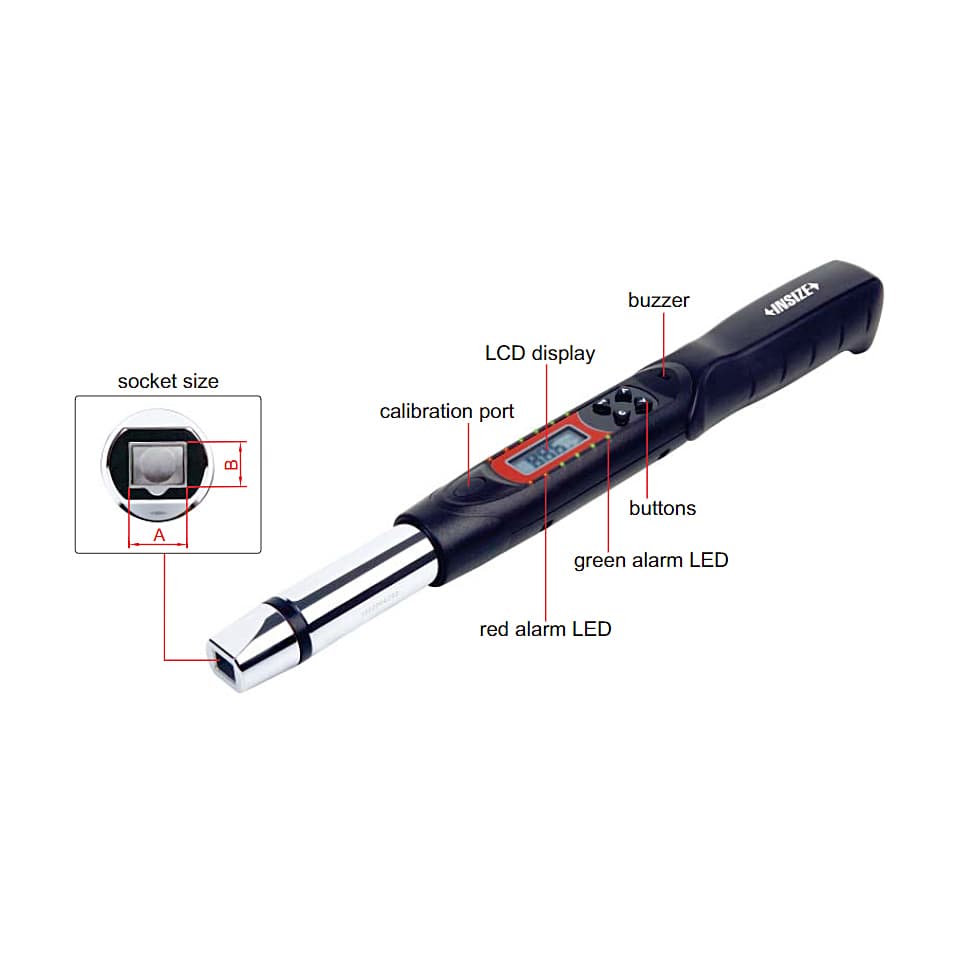 Insize 27 - 135 N.m Interchangeable Head Digital Torque Wrench (3/8 Inch Sq. Drive), IST-2W135A — view 2