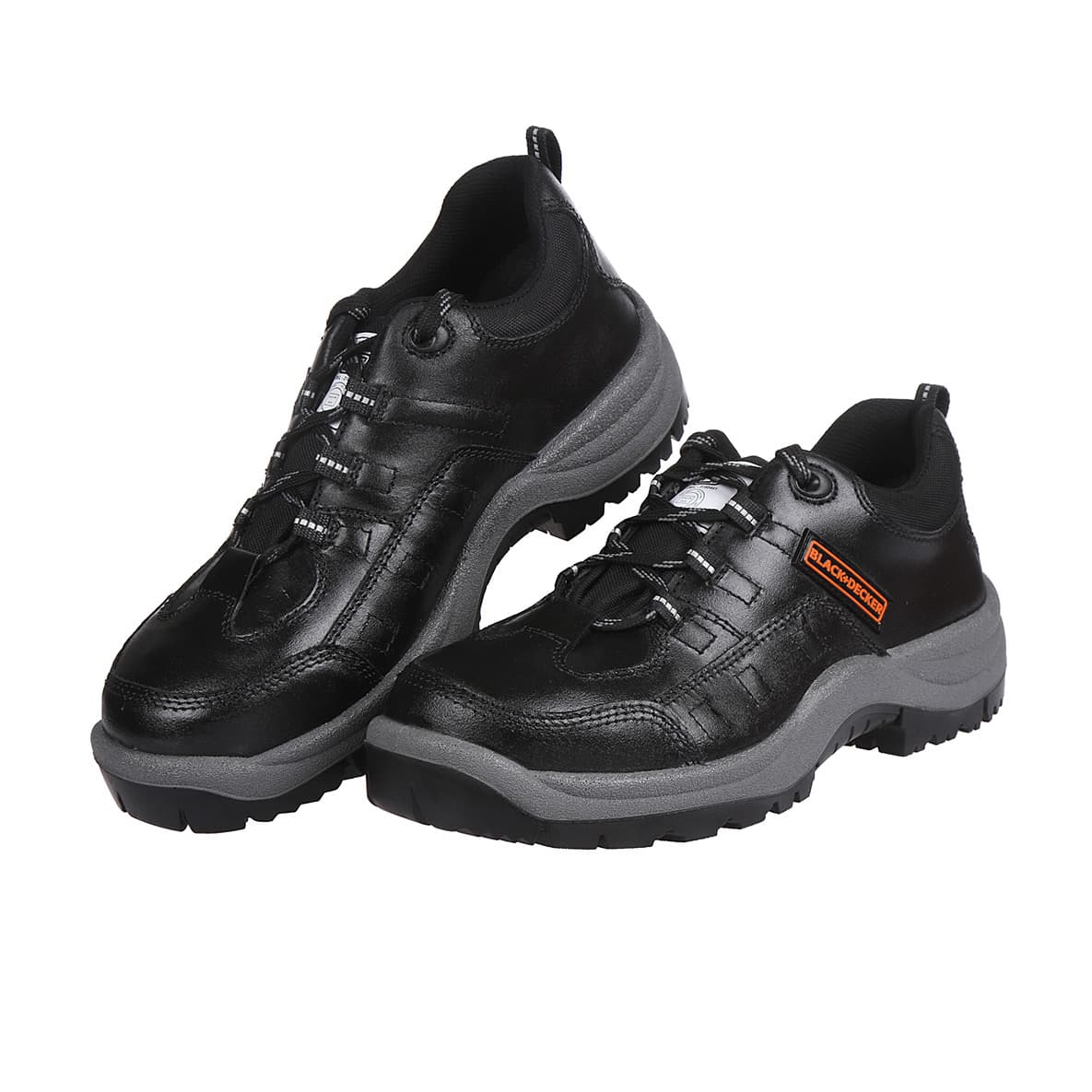 Black+Decker Lace Up Leather Safety Shoe - Steel Toe (Black), BXWB0112IN — view 1