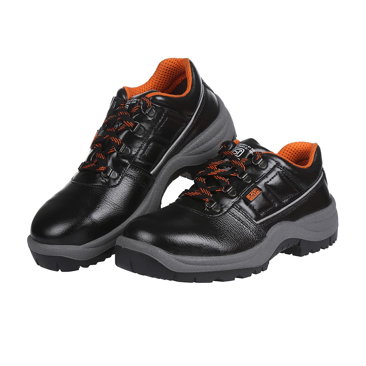Black+Decker Lace Up Leather Safety Shoe - Steel Toe (Black), BXWB0111IN — view 1