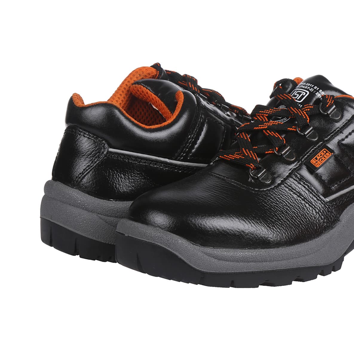 Black+Decker Lace Up Leather Safety Shoe - Steel Toe (Black), BXWB0111IN — view 5