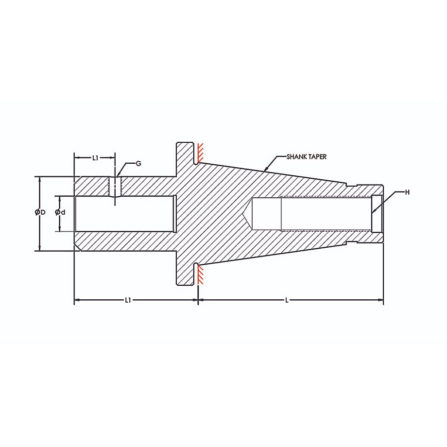Tooltech ISO-50 / 16 mm Bore Size Side Lock Adaptor (ISO Taper)