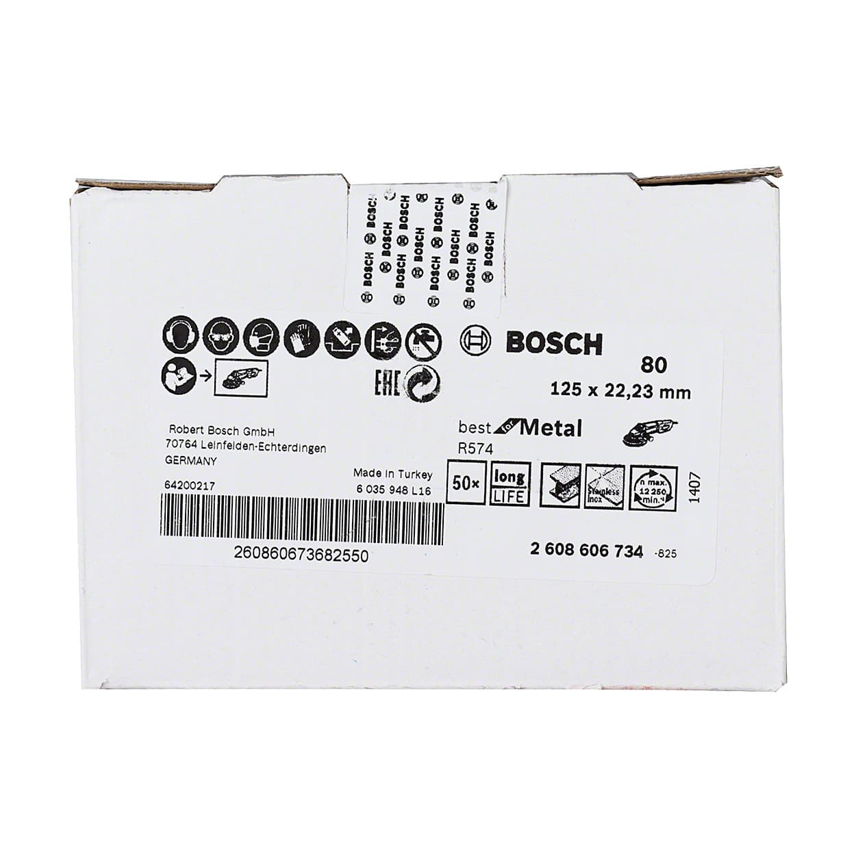 Bosch 125 mm / 80 Grit R574 Zirconia Fibre Sanding Discs (Pack of 25 Pcs), 2 608 606 734