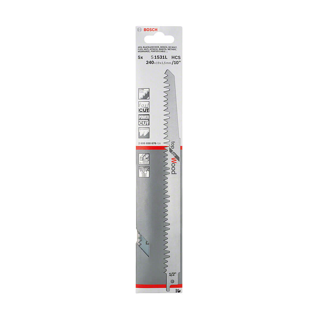Bosch 240 mm Reciprocating Saw Blades Top For Wood (S 1531 L), 2 608 650 676 — view 2